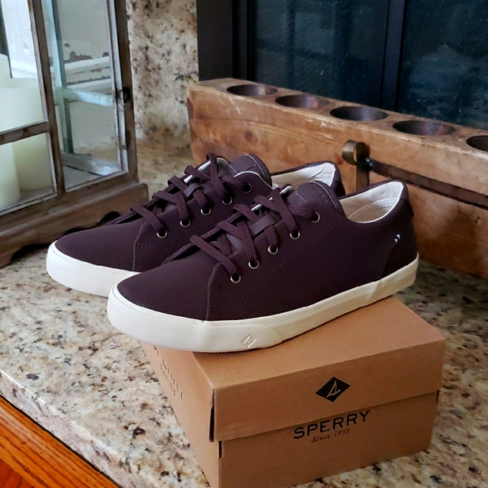 New Boys Sperry Striper II LTT, Brown Leather